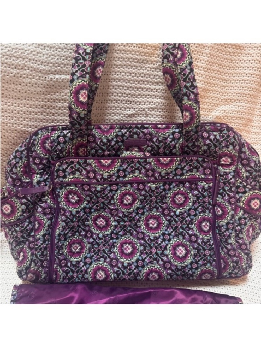 Vera Bradley Purple Floral Quilted Baby Bag with Changing Pad - Picture 1 of 2